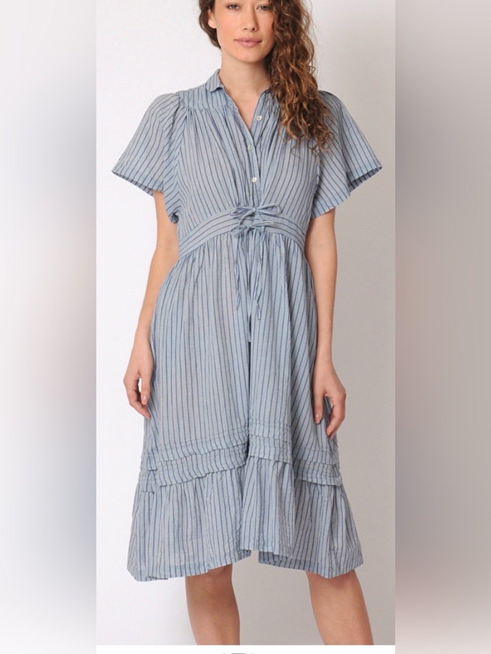 Matta NY Theresa Dress Blue Stripe Cotton Size L